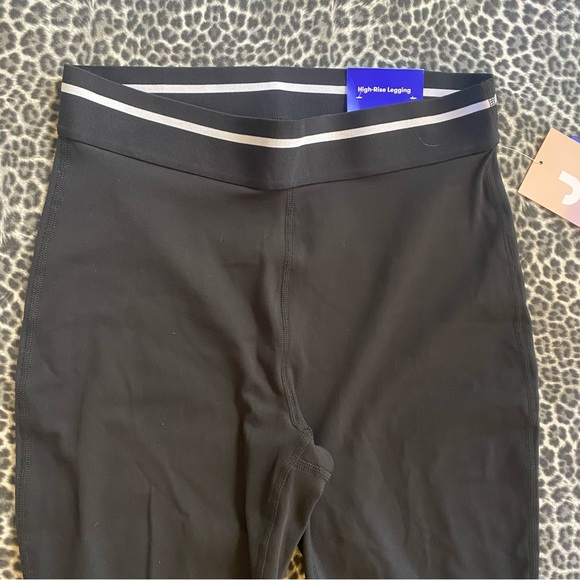 High-Rise Split Flare High Rise Leggings Striped Waistband Joy Lab Black NWT - Picture 8 of 8